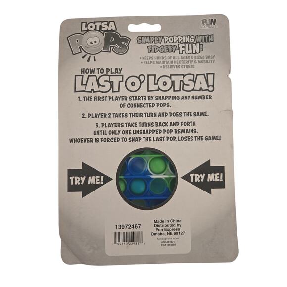 Lotsa Pops Fidget Toy – Green & Blue Bubble Popper for Stress Relief - Picture 2 of 2